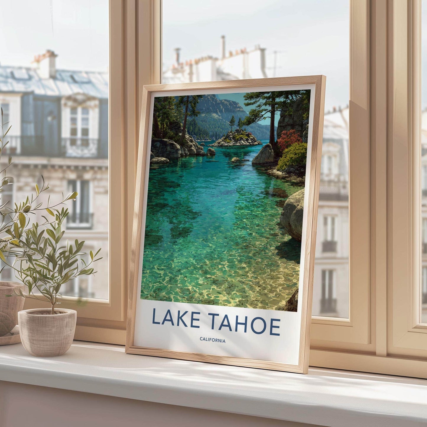 Lake Tahoe Poster - California Travel Art - Clear Shimmering Water Home Decor