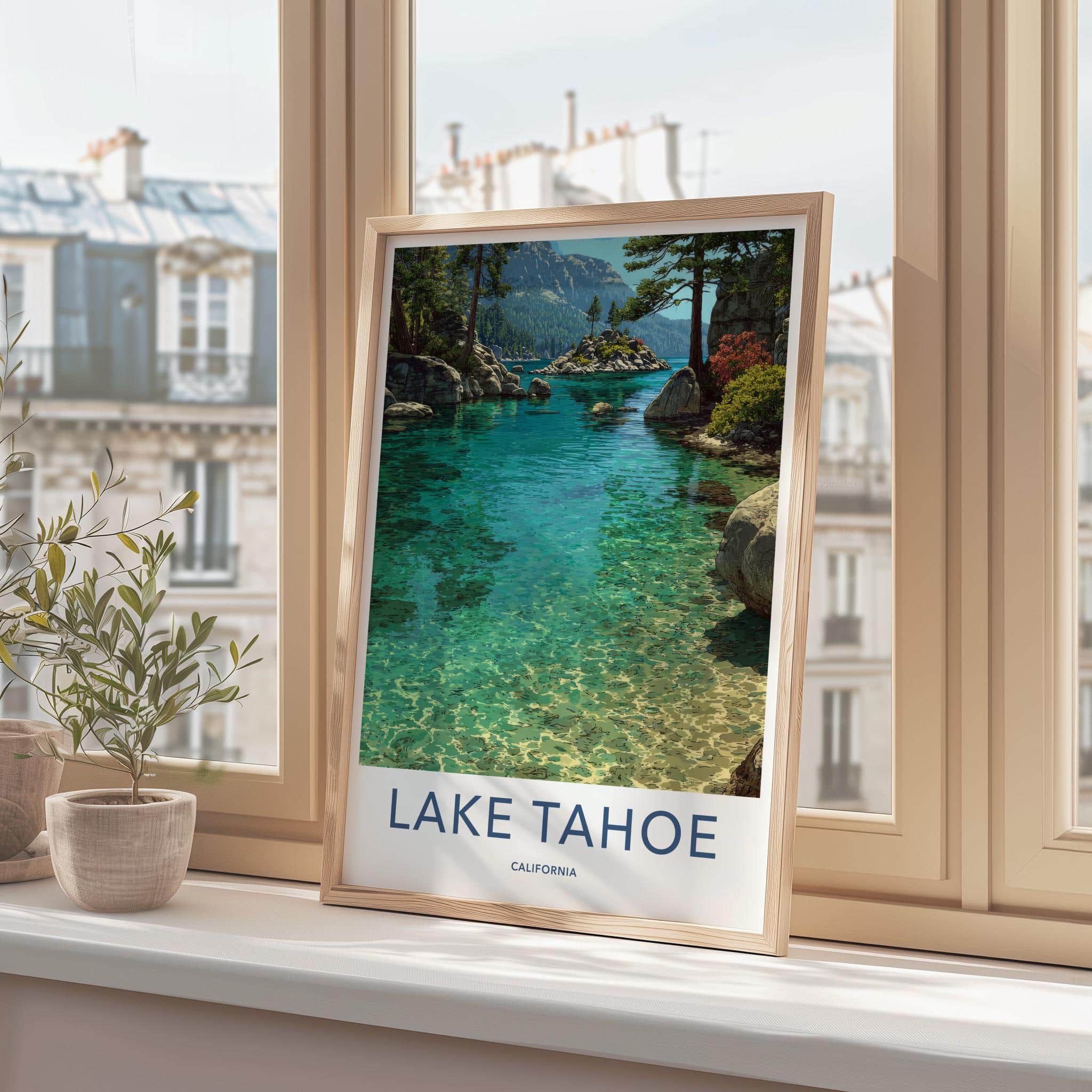 Lake Tahoe Poster - California Travel Art - Clear Shimmering Water Home Decor