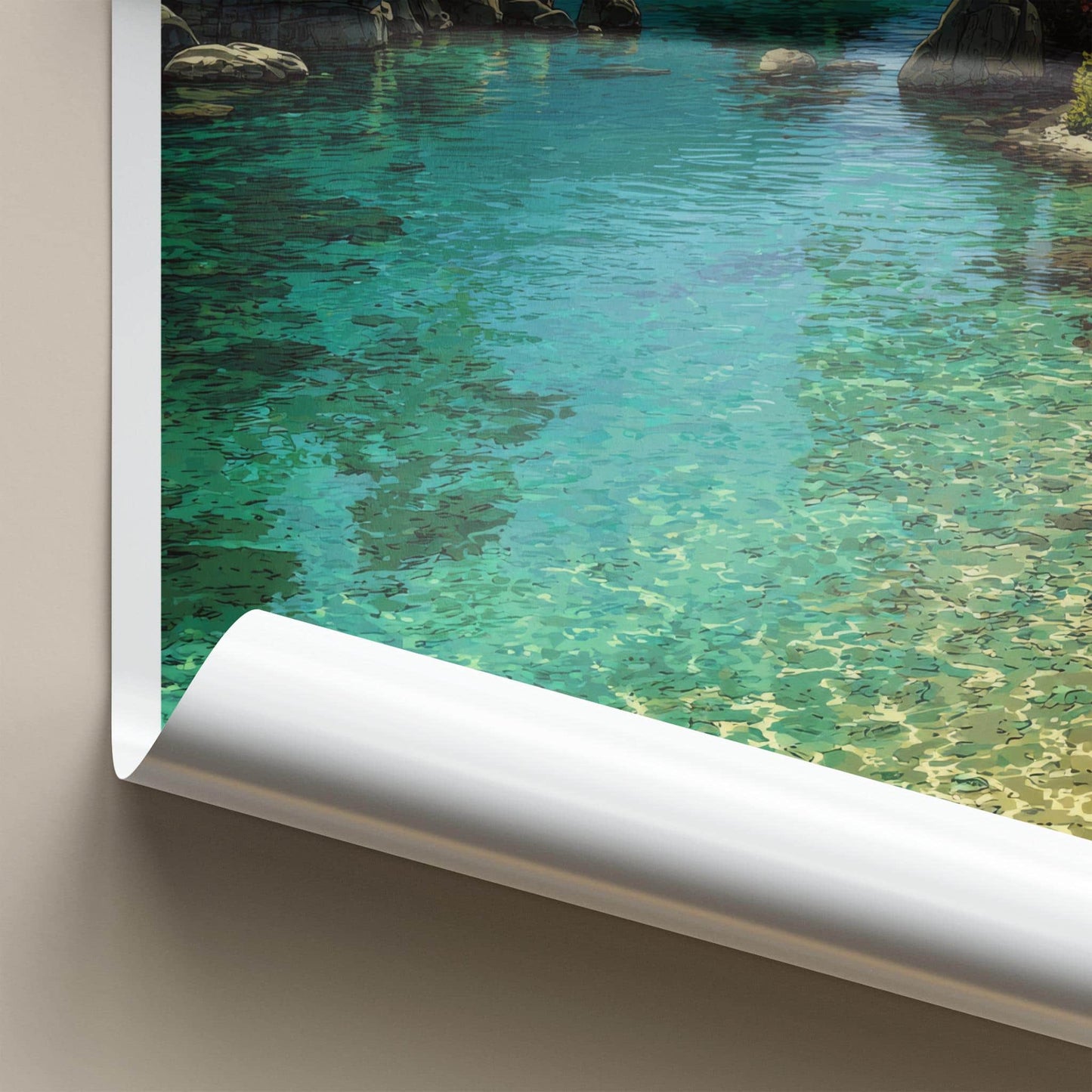 Lake Tahoe Poster - California Travel Art - Clear Shimmering Water Home Decor
