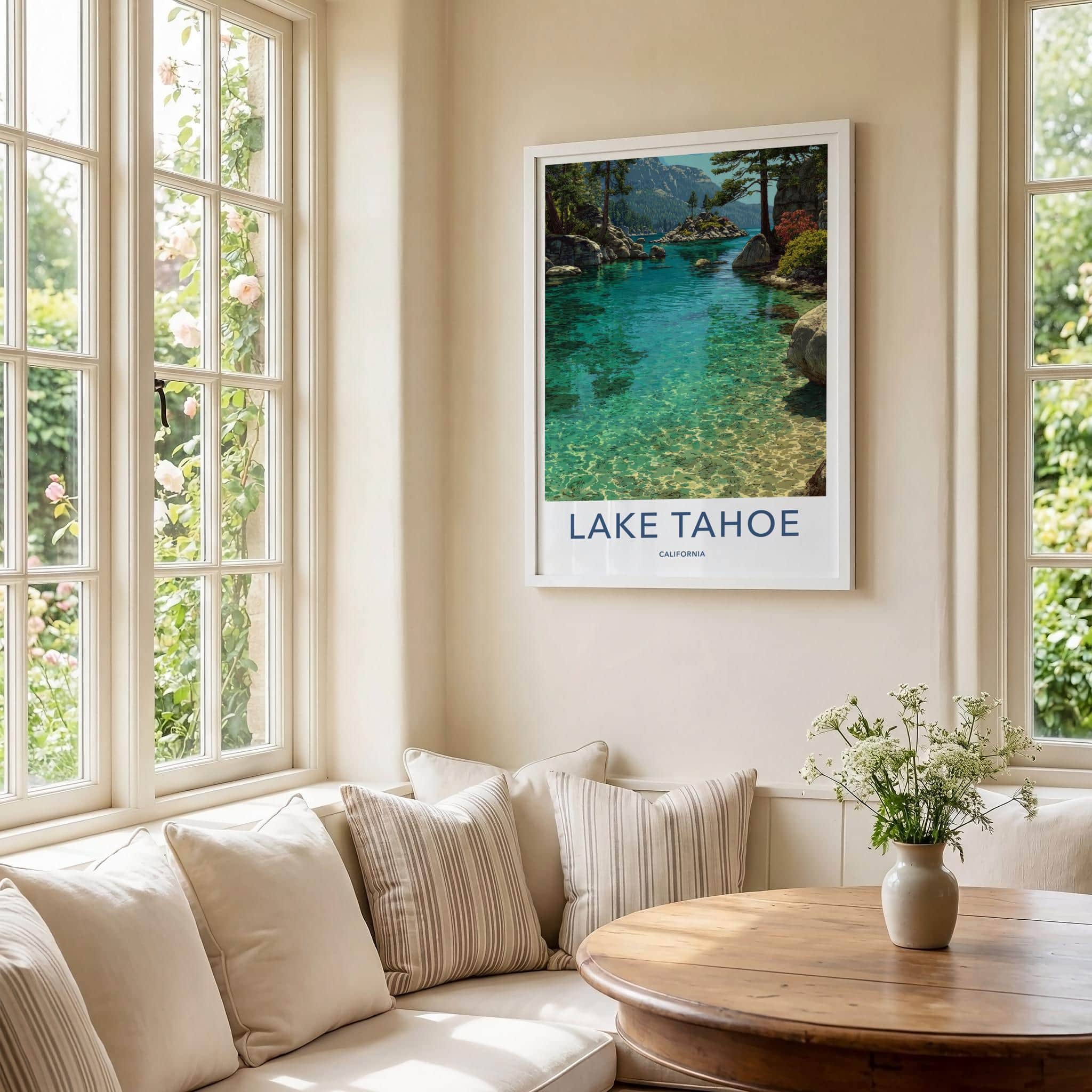 Lake Tahoe Poster - California Travel Art - Clear Shimmering Water Home Decor