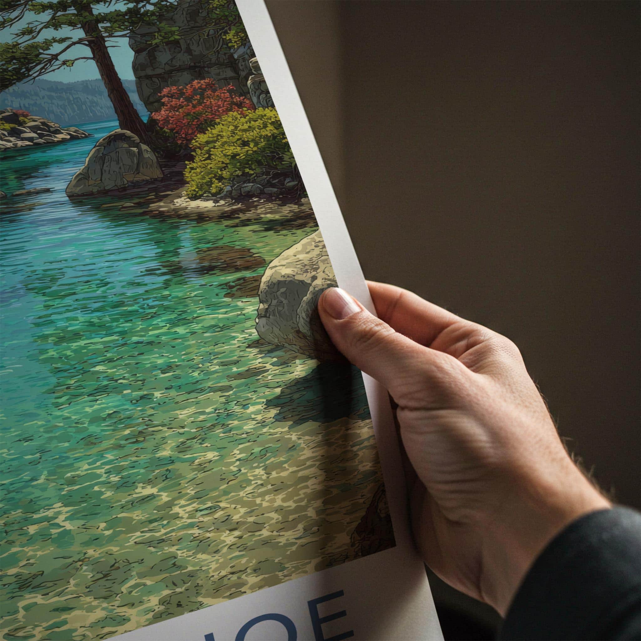 Lake Tahoe Poster - California Travel Art - Clear Shimmering Water Home Decor