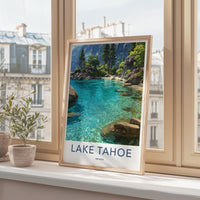 Lake Tahoe Poster - Nevada Travel Art - Turquoise Water Shore Home Decor