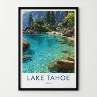 Lake Tahoe Poster - Nevada Travel Art - Turquoise Water Shore Home Decor