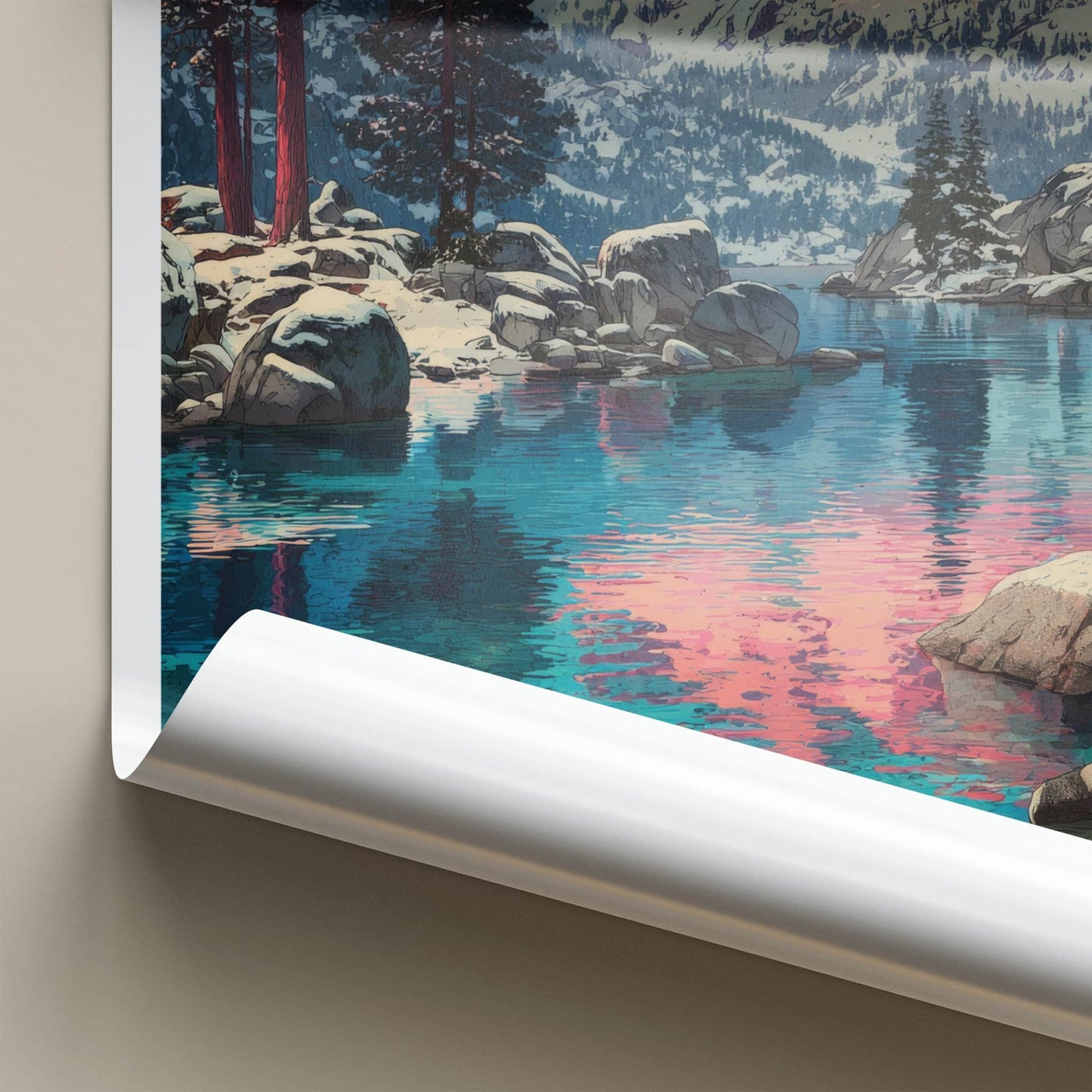 Lake Tahoe Poster - Nevada Travel Print - Snowy Mountains Home Decor