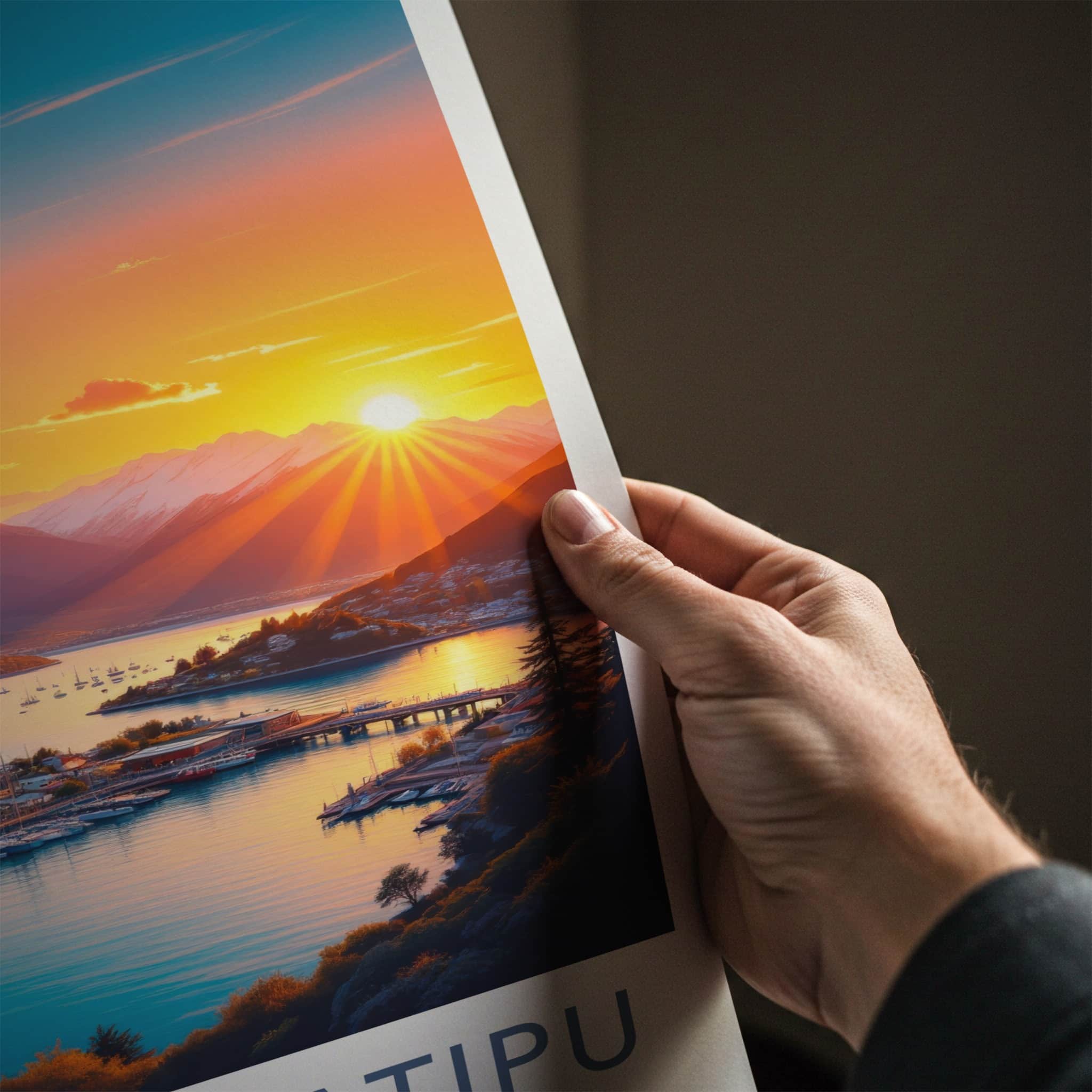 Lake Wakatipu Poster - New Zealand Travel Art - Vibrant Sunset Landscape Home Decor