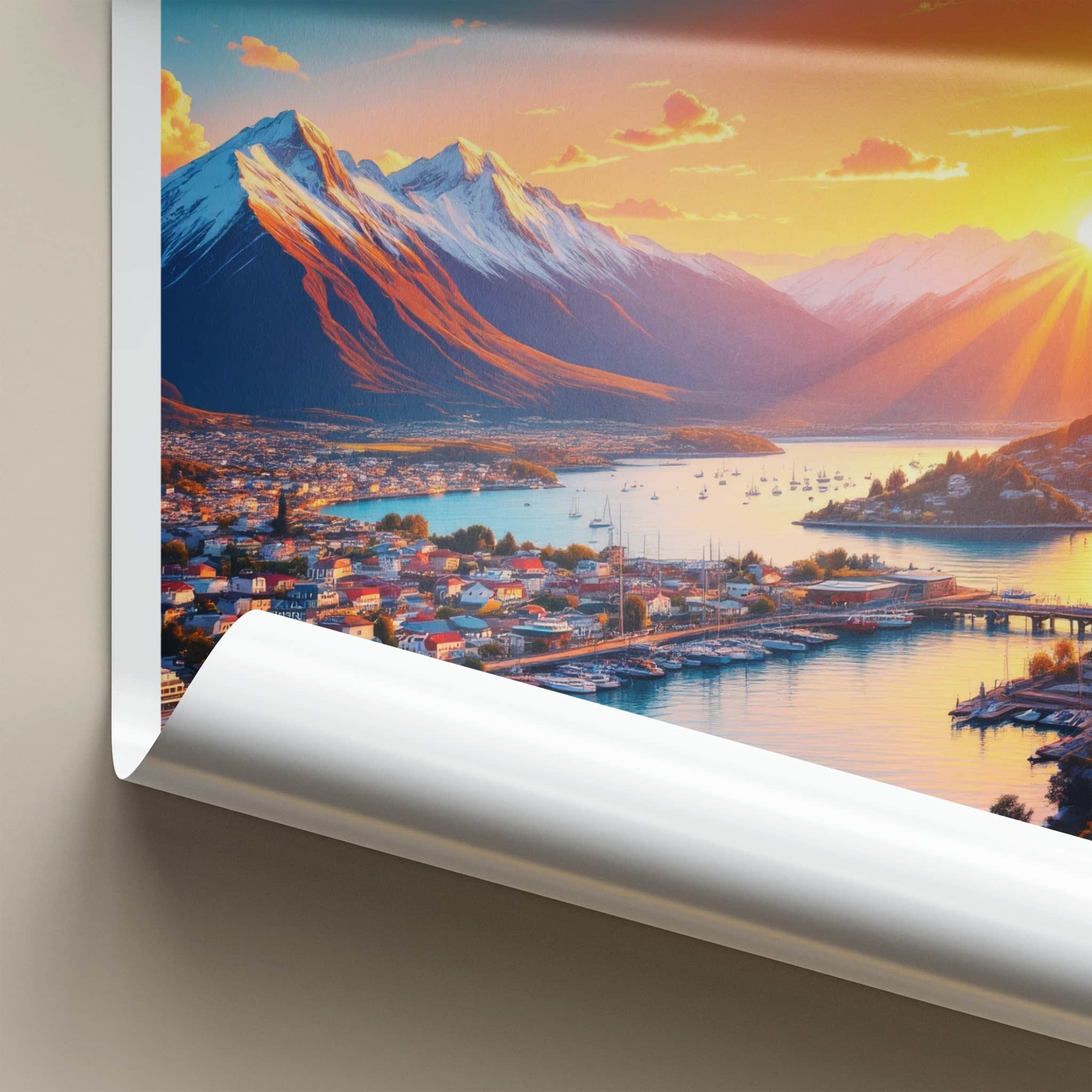 Lake Wakatipu Poster - New Zealand Travel Art - Vibrant Sunset Landscape Home Decor