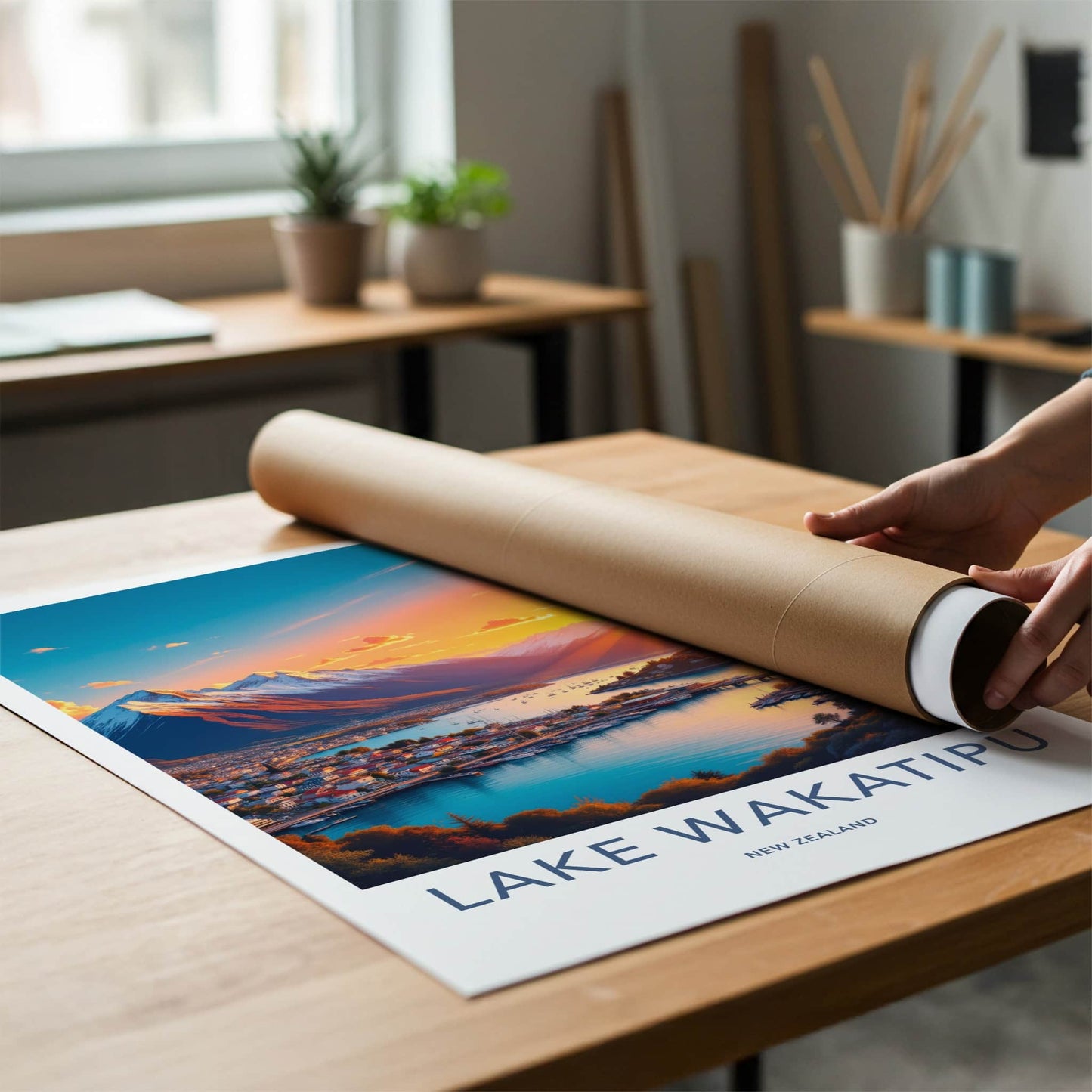 Lake Wakatipu Poster - New Zealand Travel Art - Vibrant Sunset Landscape Home Decor