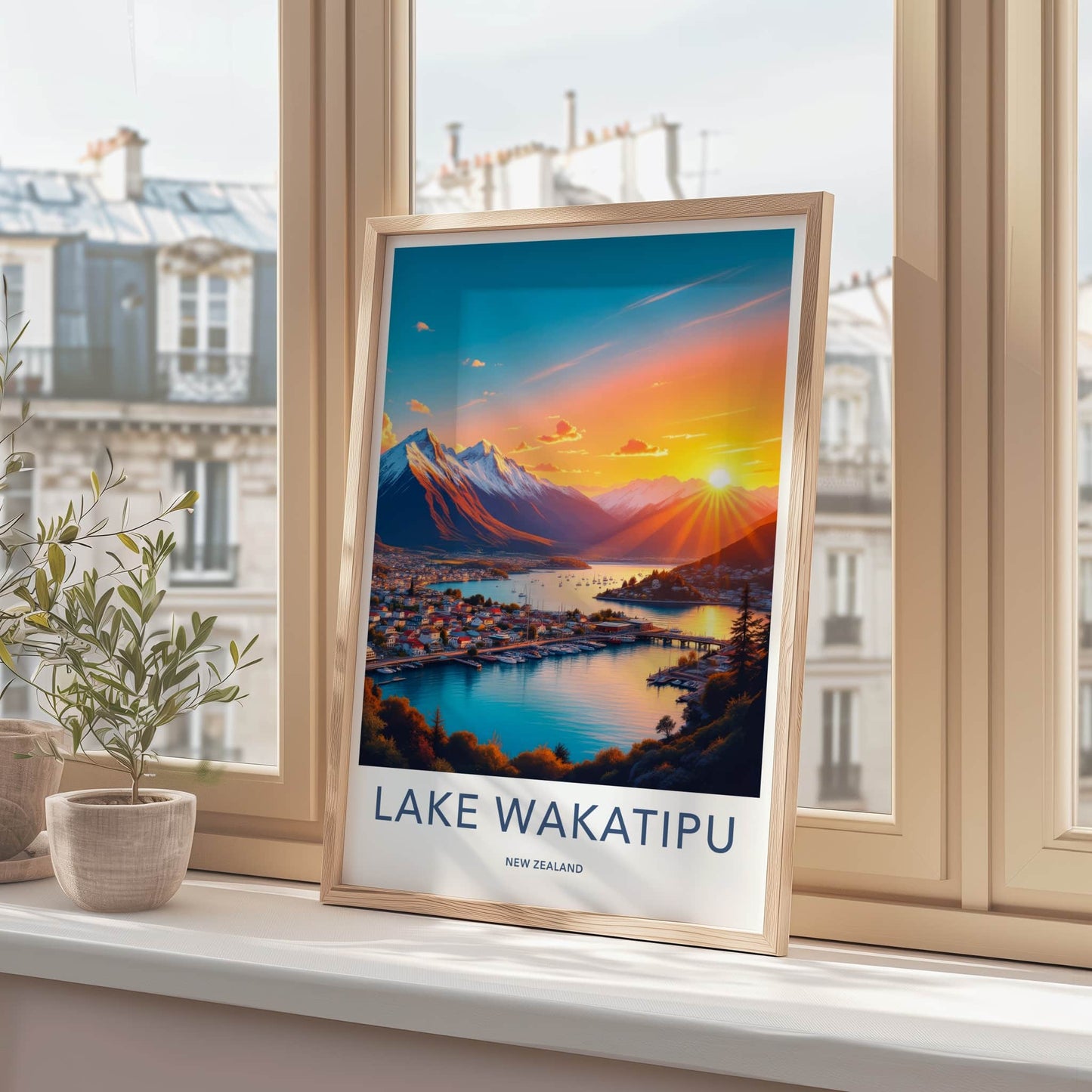 Lake Wakatipu Poster - New Zealand Travel Art - Vibrant Sunset Landscape Home Decor