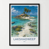 Lakshadweep Poster - India Travel Art - Lakshadweep Azure Shore Palms Home Decor