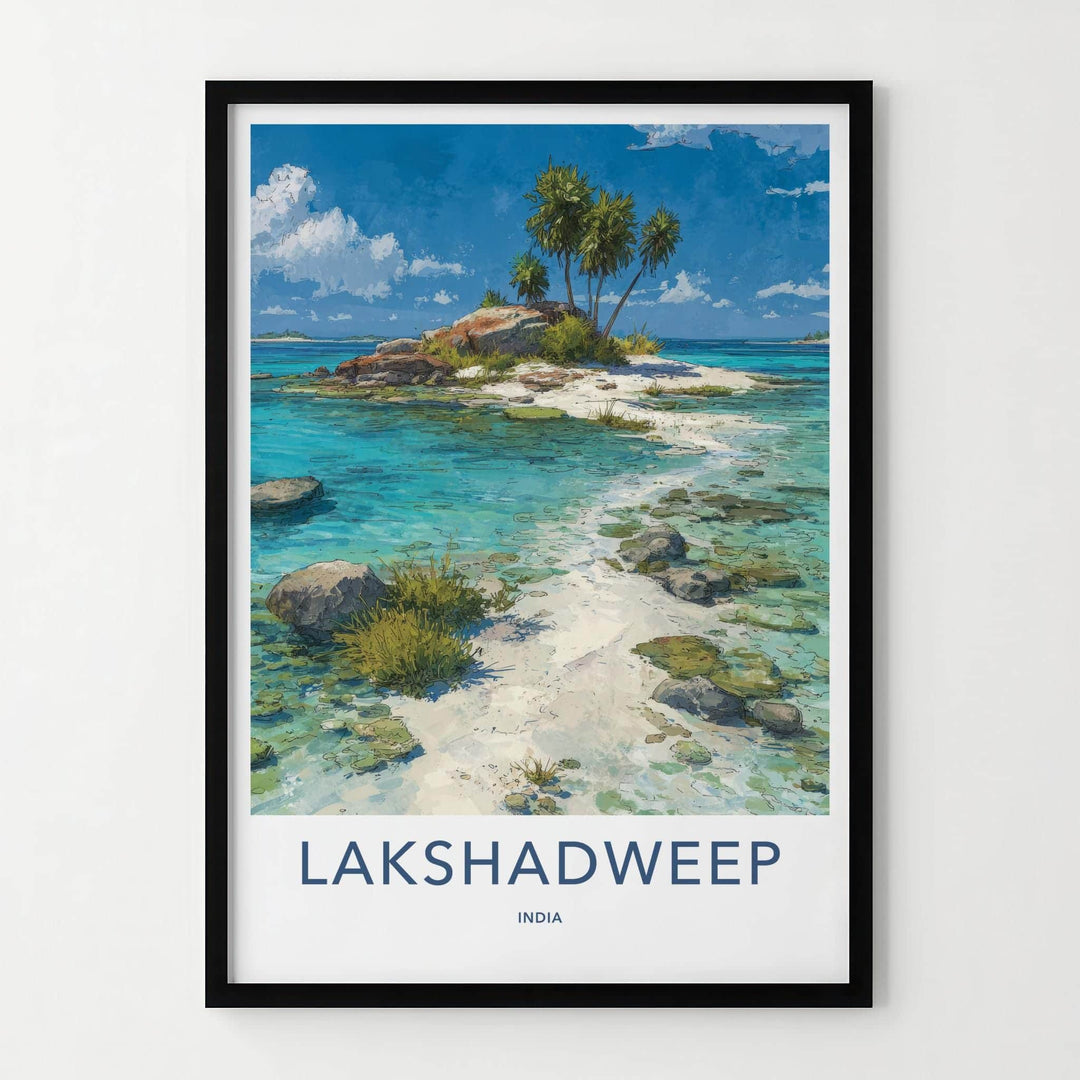 Lakshadweep Poster - India Travel Art - Lakshadweep Azure Shore Palms Home Decor