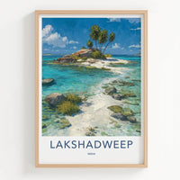 Lakshadweep Poster - India Travel Art - Lakshadweep Azure Shore Palms Home Decor