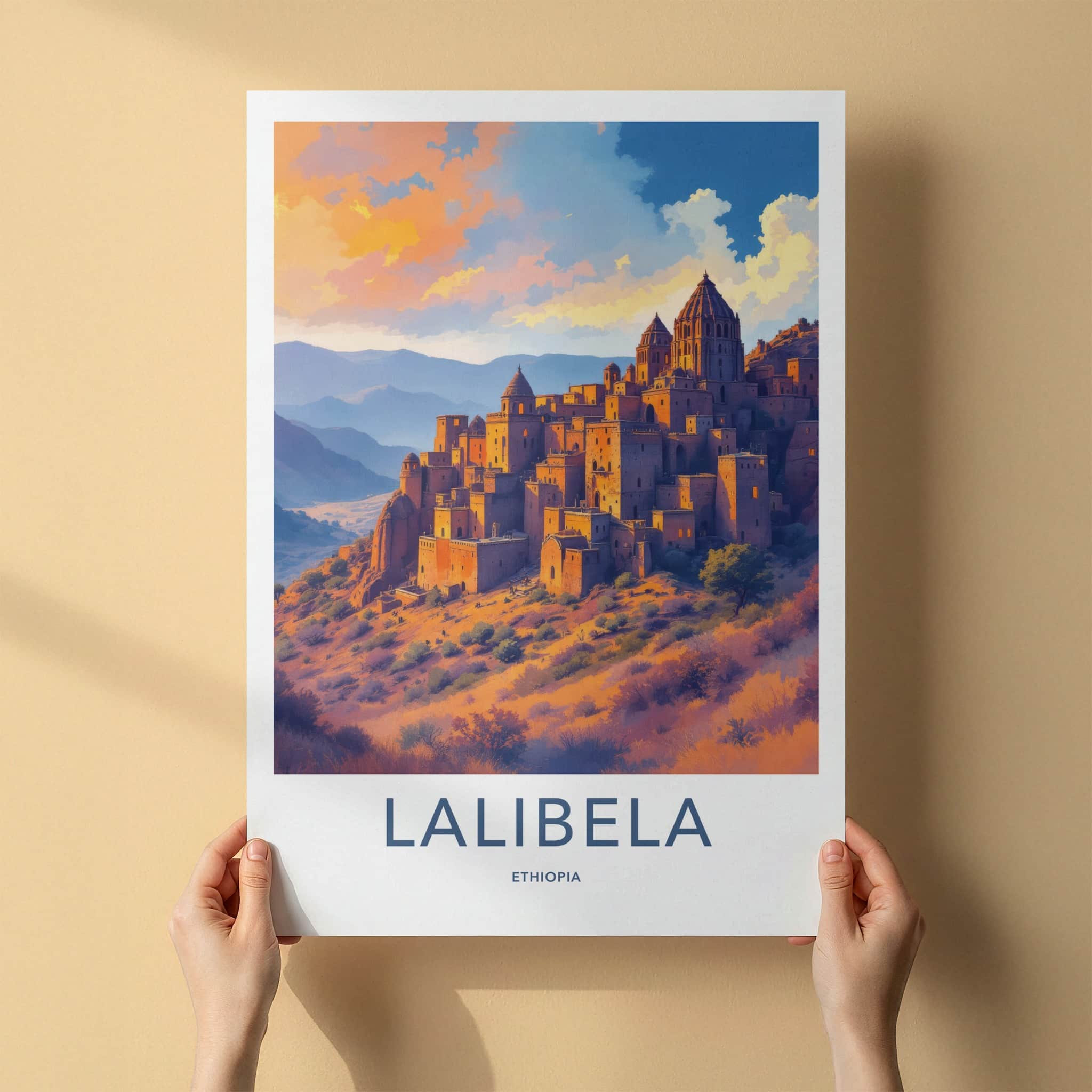 Lalibela Poster - Ethiopia Travel Art - Ancient Hillside Village Home Decor