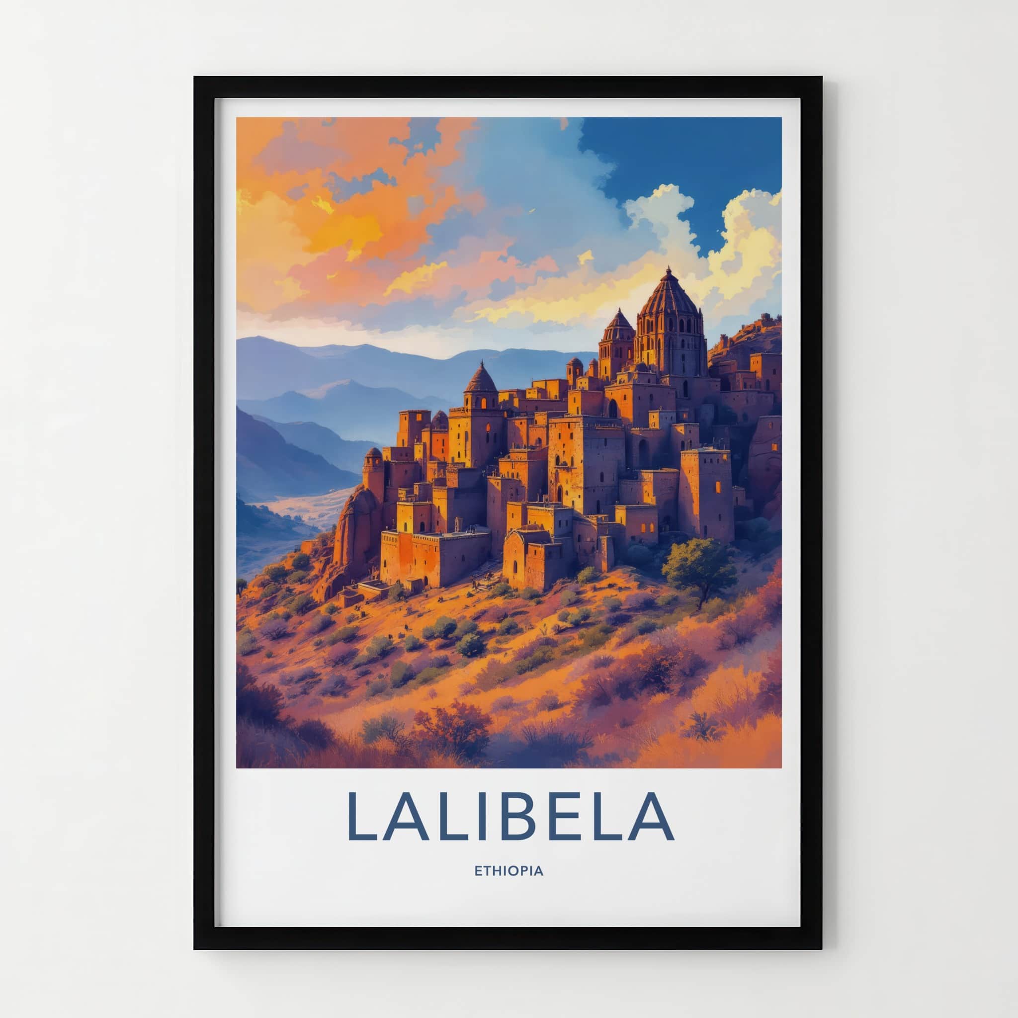 Lalibela Poster - Ethiopia Travel Art - Ancient Hillside Village Home Decor