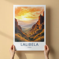 Lalibela Poster - Ethiopia Travel Art - Cliffside Village Sunset Home Decor
