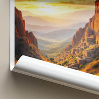Lalibela Poster - Ethiopia Travel Art - Cliffside Village Sunset Home Decor