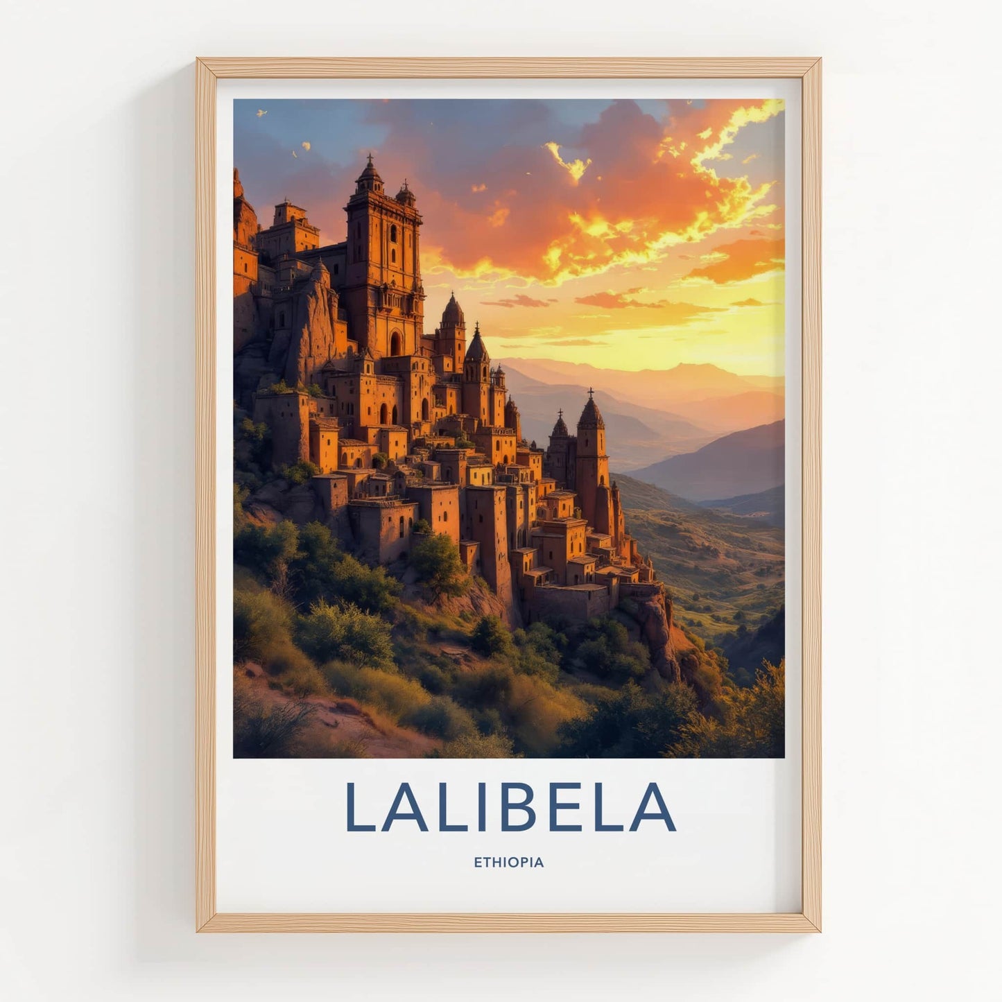 Lalibela Poster - Ethiopia Travel Art - Historic Mountain City Home Decor