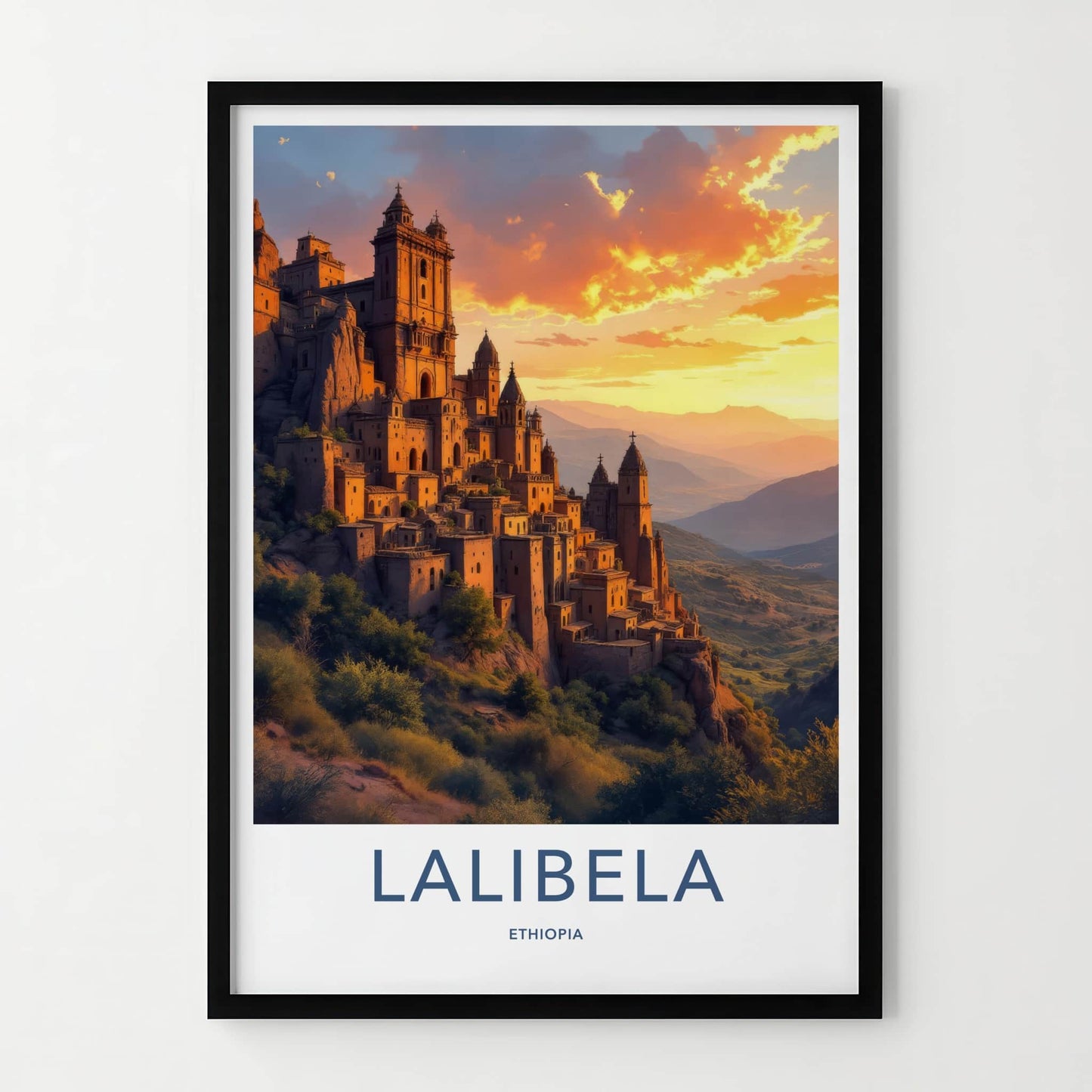 Lalibela Poster - Ethiopia Travel Art - Historic Mountain City Home Decor