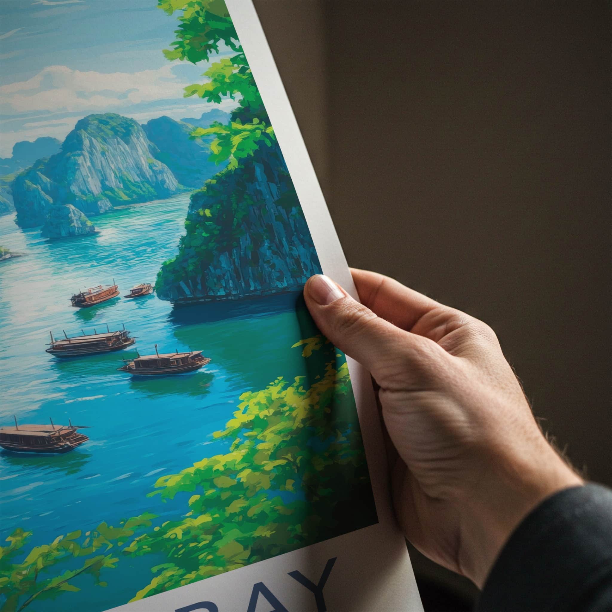 Lan Ha Bay Poster - Vietnam Travel Art - Boats Sailing Water Home Decor