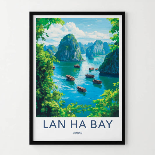 Lan Ha Bay Poster - Vietnam Travel Art - Boats Sailing Water Home Decor