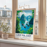Lan Ha Bay Poster - Vietnam Travel Art - Boats Sailing Water Home Decor