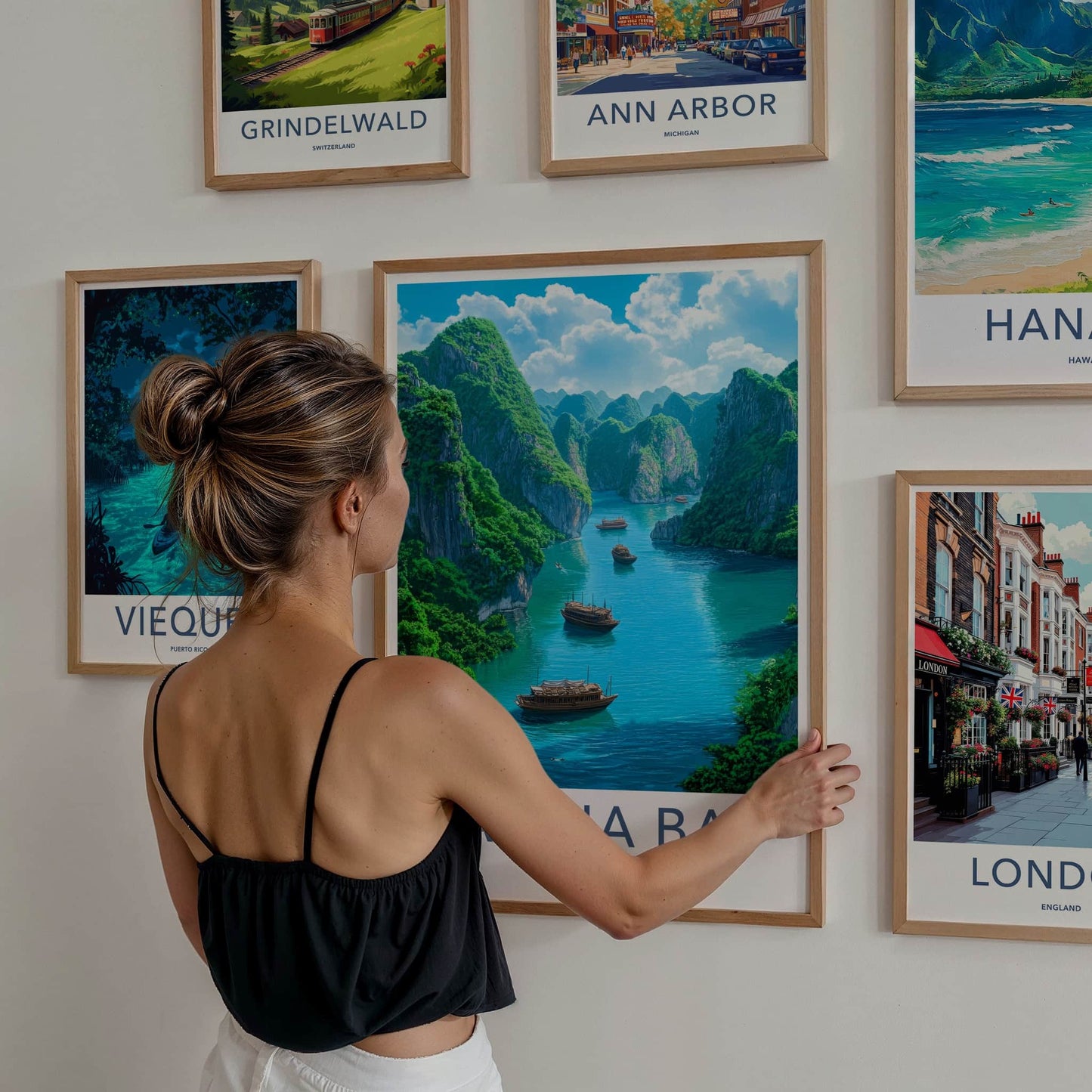 Lan Ha Bay Poster - Vietnam Travel Art - Emerald Water Boats Wall Decor