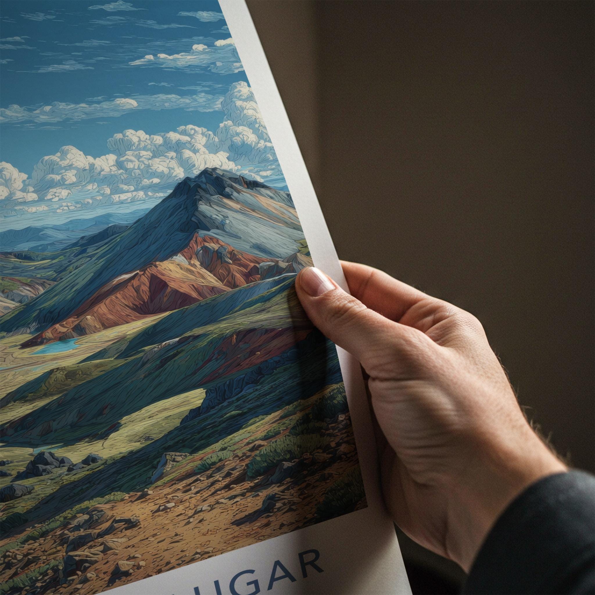 LANDMANNALAUGAR Poster - Iceland Travel Art - Colorful Mountain Lakes Wall Decor