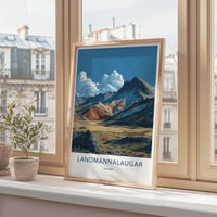 Landmannalaugar Poster - Iceland Travel Art - Vibrant Mountain Valley Home Decor