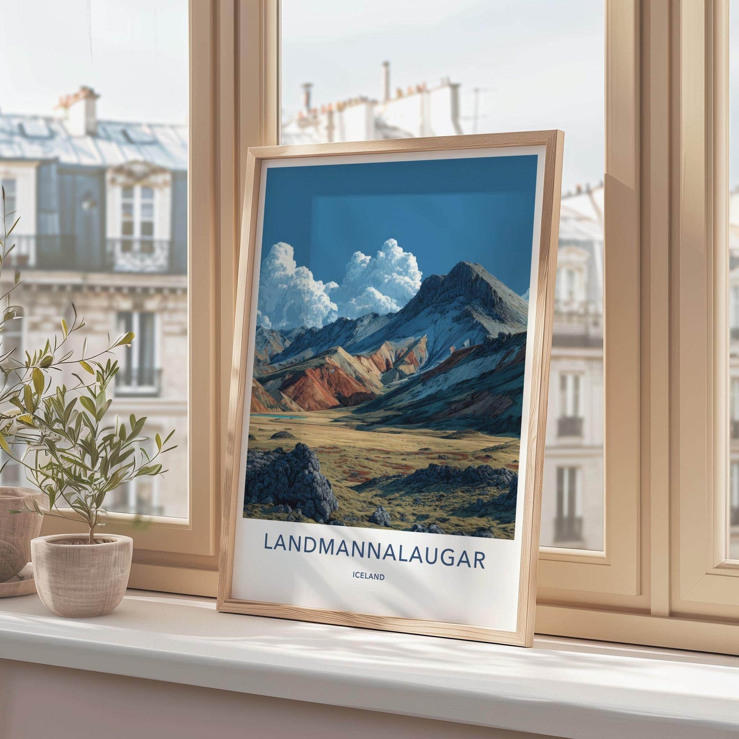 Landmannalaugar Poster - Iceland Travel Art - Vibrant Mountain Valley Home Decor