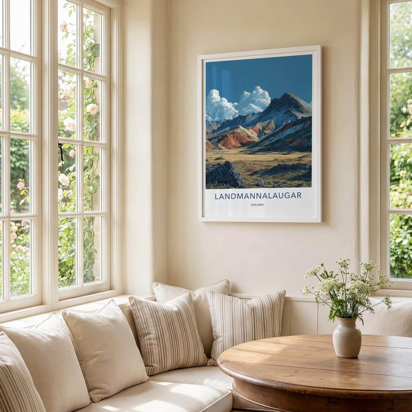 Landmannalaugar Poster - Iceland Travel Art - Vibrant Mountain Valley Home Decor