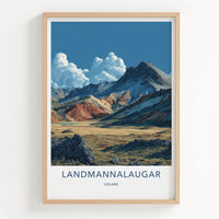 Landmannalaugar Poster - Iceland Travel Art - Vibrant Mountain Valley Home Decor
