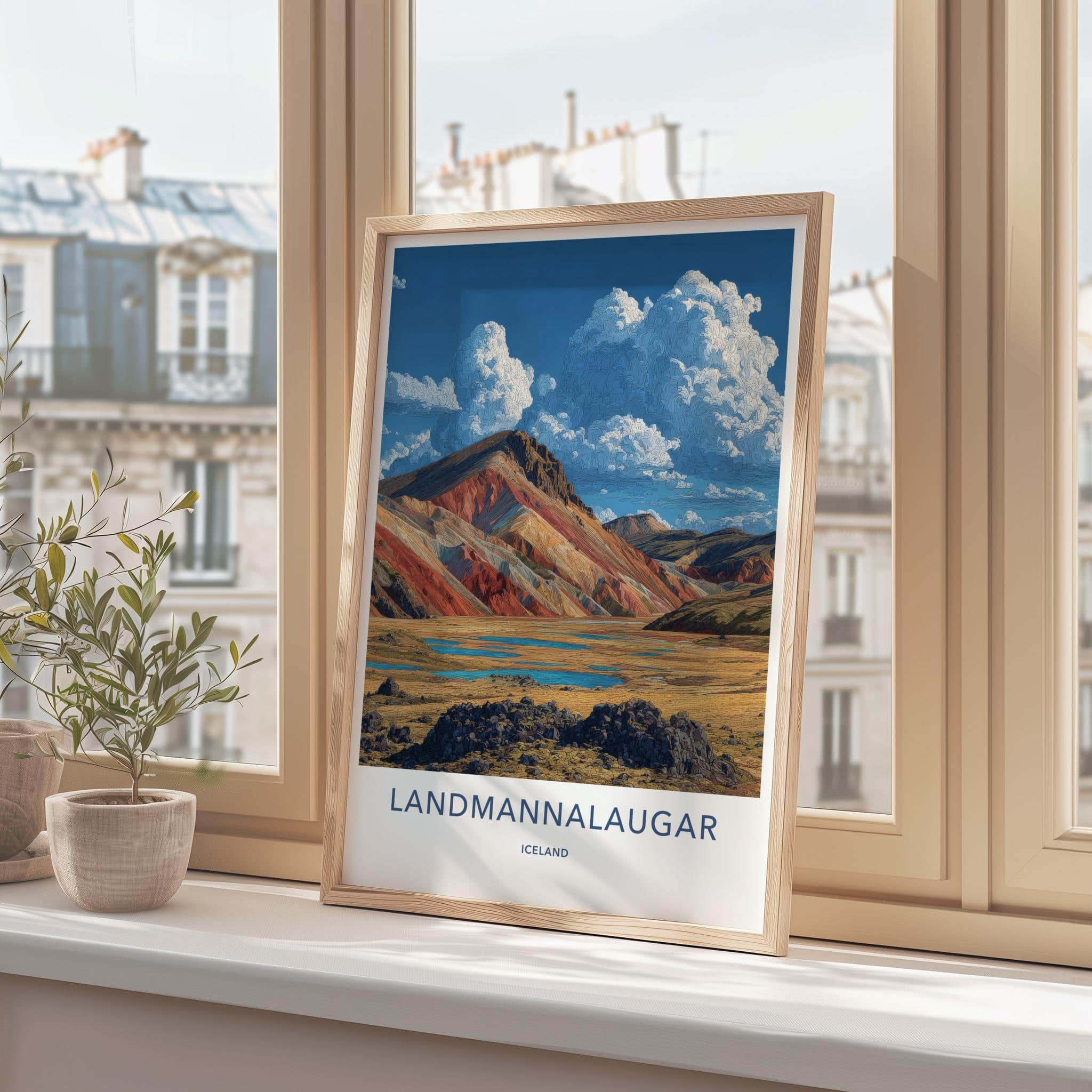 LANDMANNALEUGAR Poster - Iceland Travel Art - Colorful Mountain Lakes Home Decor
