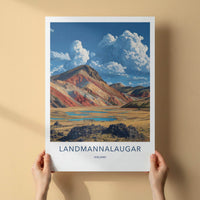 LANDMANNALEUGAR Poster - Iceland Travel Art - Colorful Mountain Lakes Home Decor
