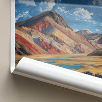 LANDMANNALEUGAR Poster - Iceland Travel Art - Colorful Mountain Lakes Home Decor