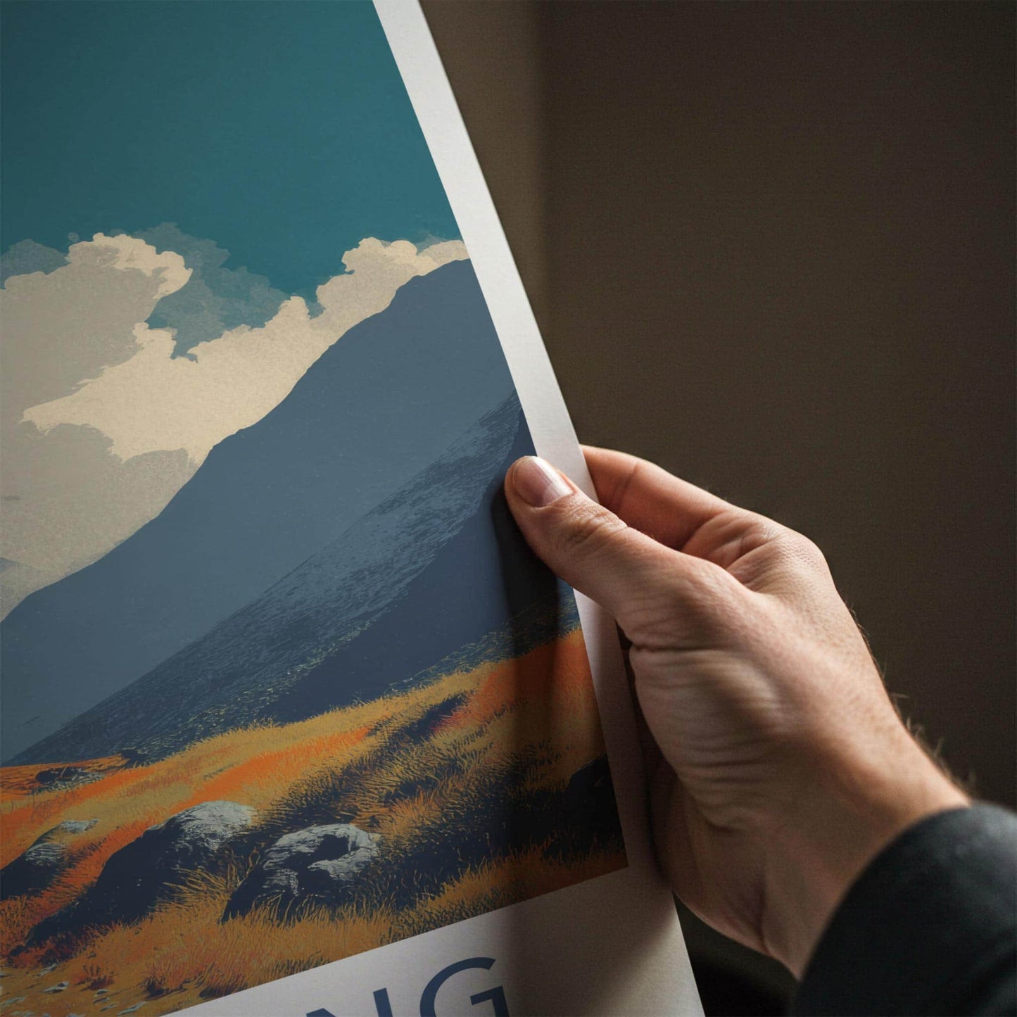 Langtang Poster - Nepal Travel Art - Orange Fields Mountain Home Decor
