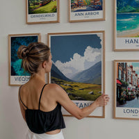 Langtang Poster - Nepal Travel Art - Rocky Valley Meadow Home Decor