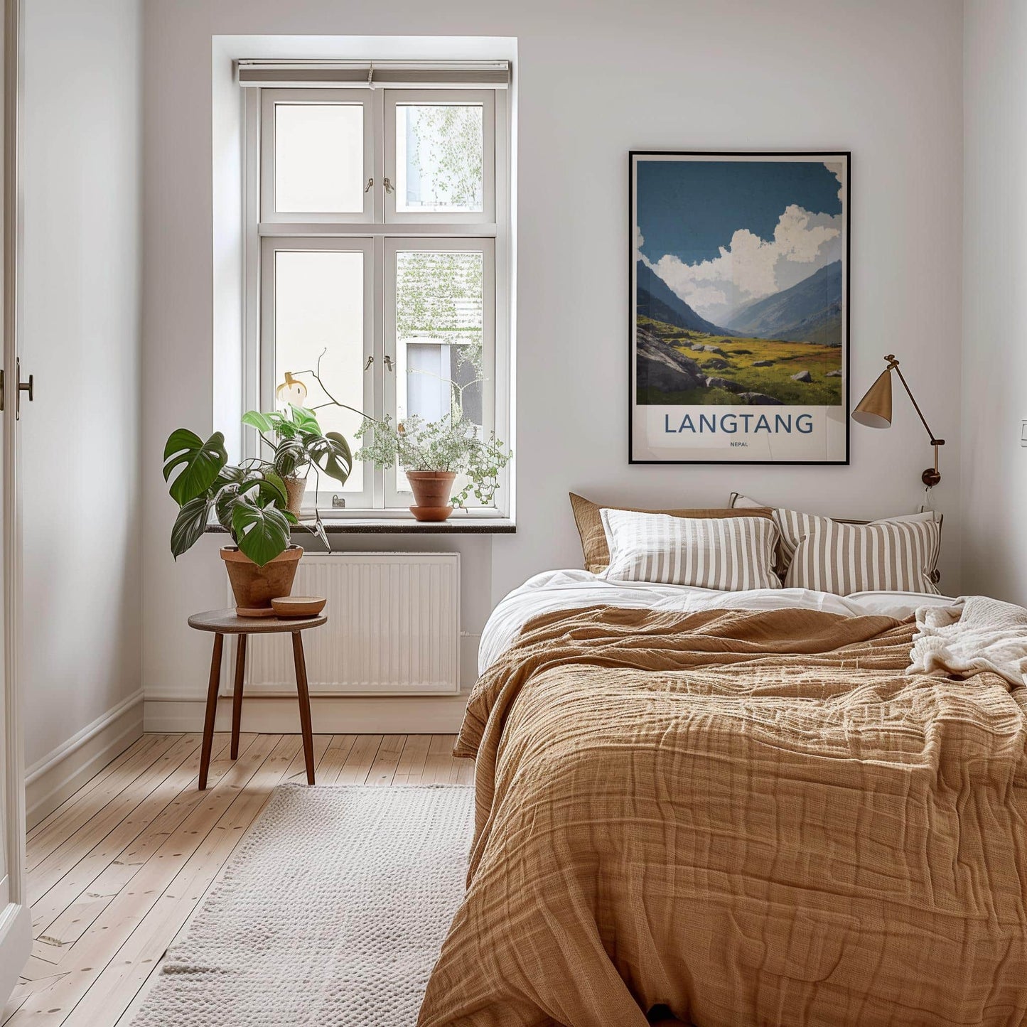Langtang Poster - Nepal Travel Art - Rocky Valley Meadow Home Decor