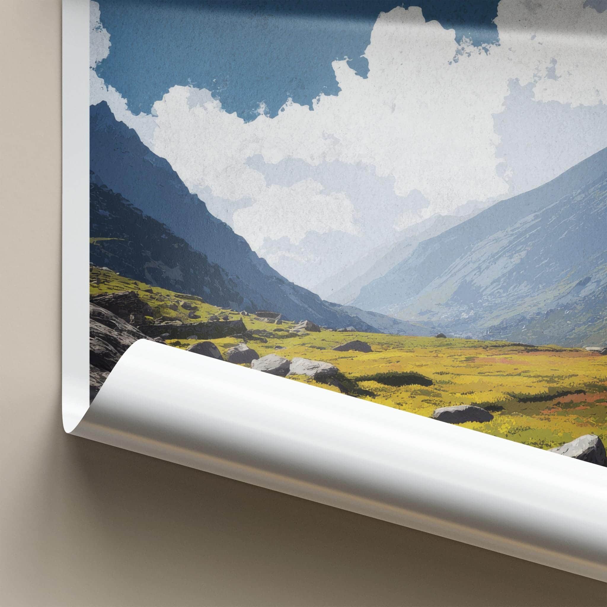 Langtang Poster - Nepal Travel Art - Rocky Valley Meadow Home Decor
