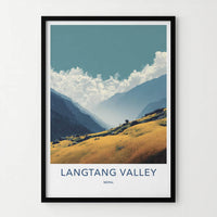 Langtang Valley Poster - Nepal Travel Print - Golden Valley Views Home Decor