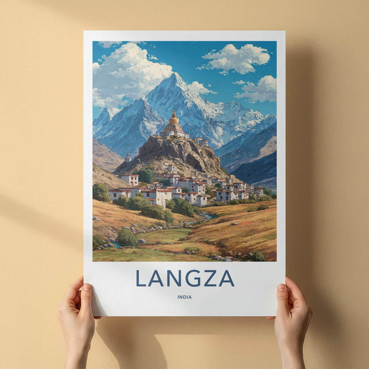 Langza Poster - India Fine Art - Himachal Pradesh Mountain Village Stupa Home Art