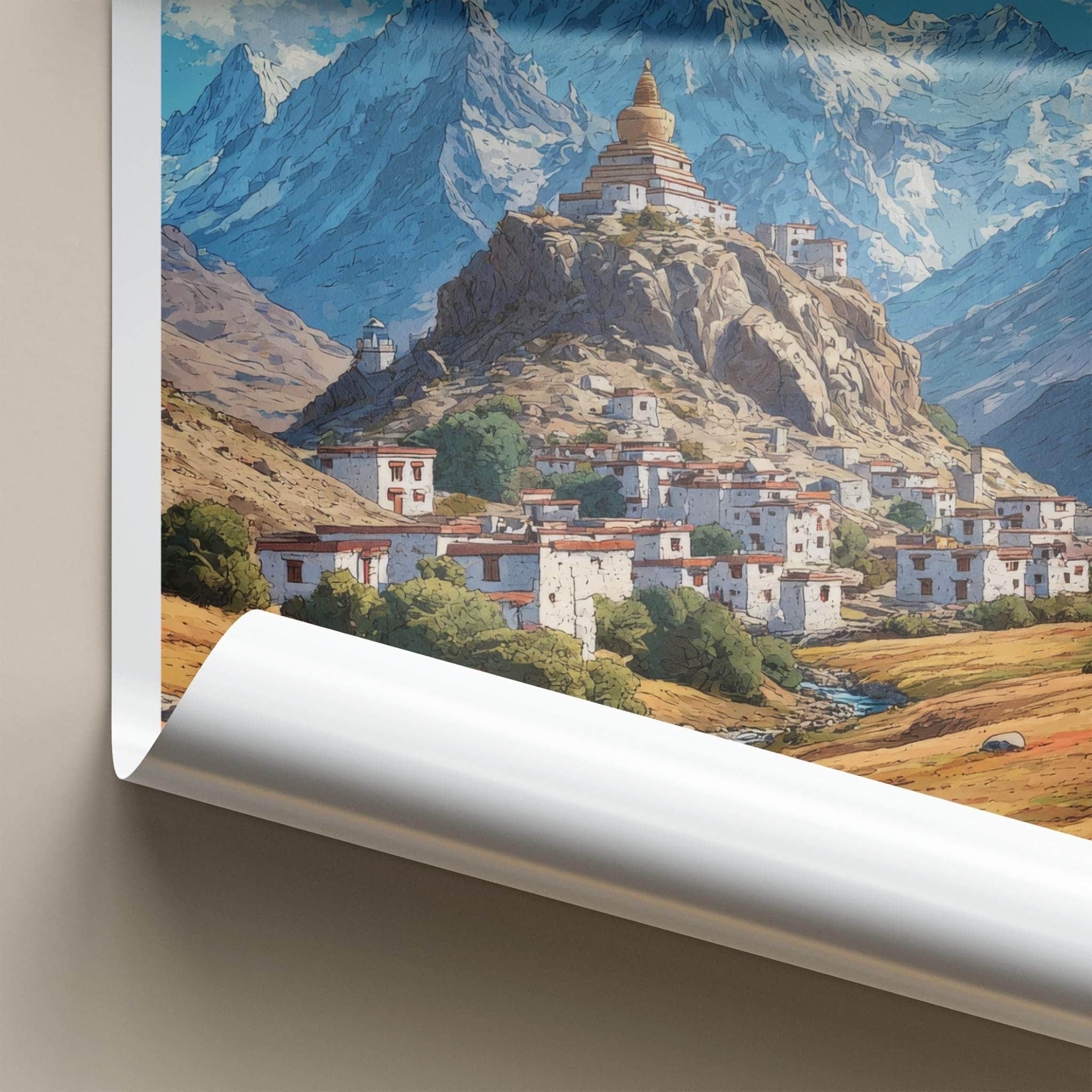 Langza Poster - India Fine Art - Himachal Pradesh Mountain Village Stupa Home Art