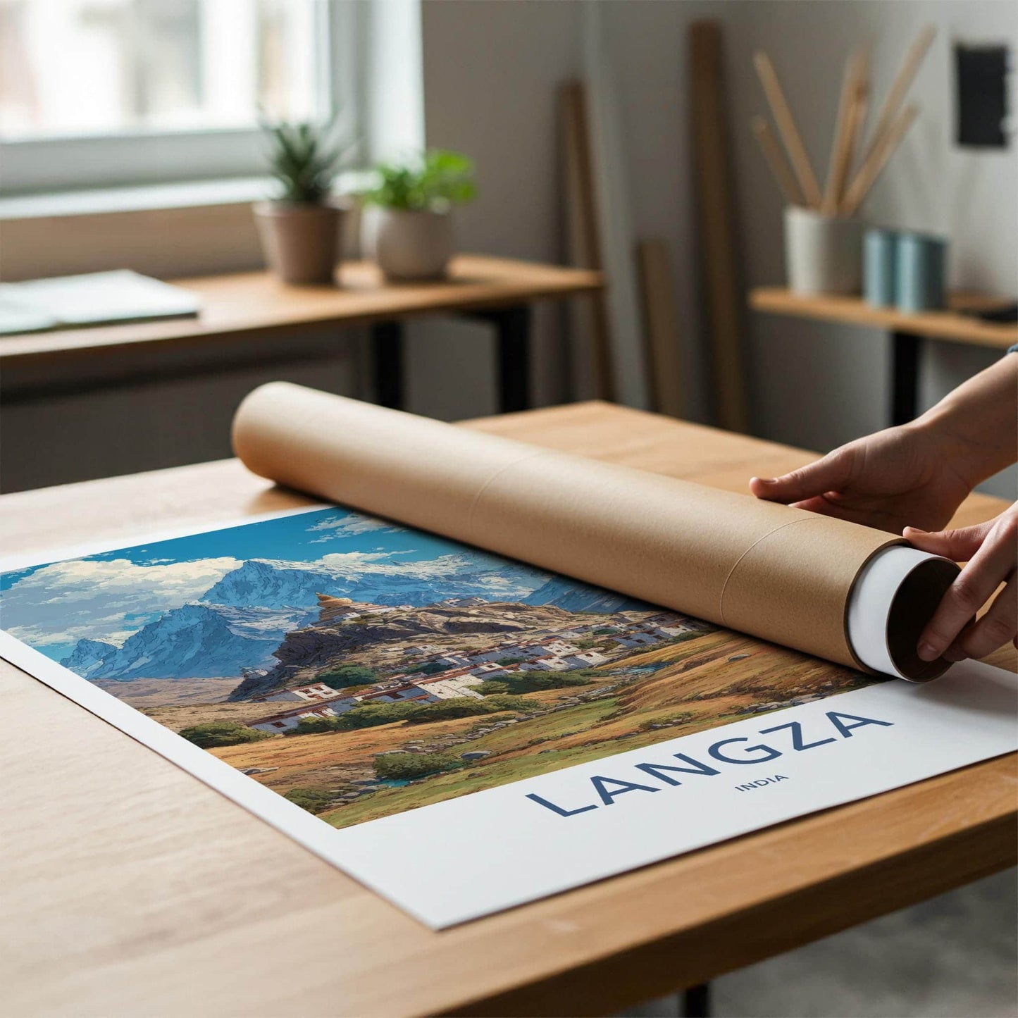 Langza Poster - India Fine Art - Himachal Pradesh Mountain Village Stupa Home Art