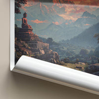 Langza Poster - India Travel Art - Himachal Pradesh Buddha Mountain Sunset Home Decor