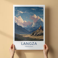 Langza Poster - India Travel Art - Himachal Pradesh Buddha Valley Path Home Decor