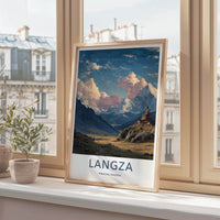 Langza Poster - India Travel Art - Himachal Pradesh Buddha Valley Path Home Decor