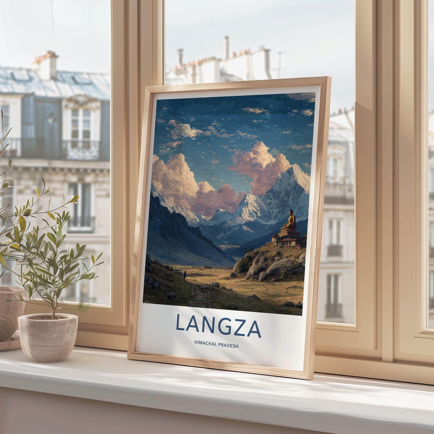 Langza Poster - India Travel Art - Himachal Pradesh Buddha Valley Path Home Decor