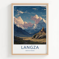 Langza Poster - India Travel Art - Himachal Pradesh Buddha Valley Path Home Decor