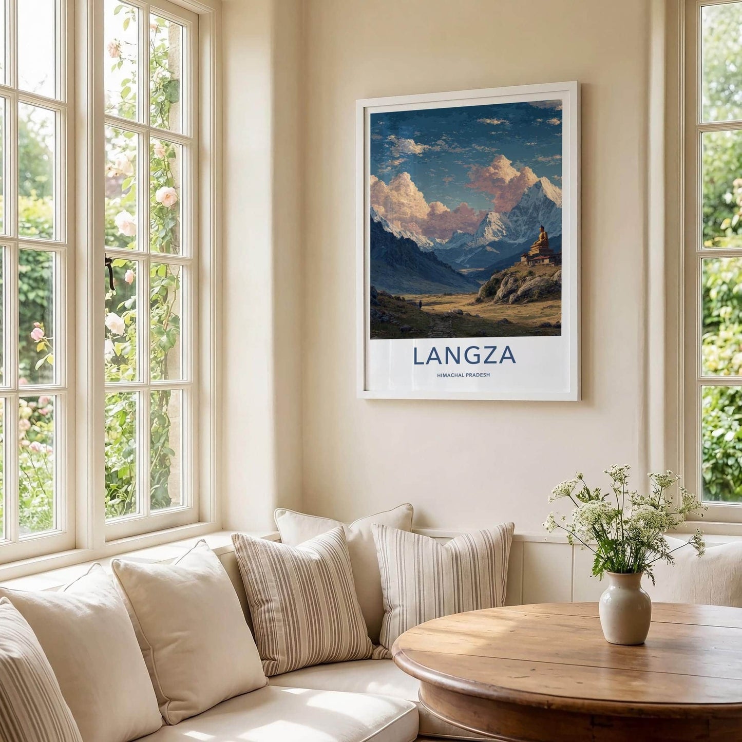 Langza Poster - India Travel Art - Himachal Pradesh Buddha Valley Path Home Decor