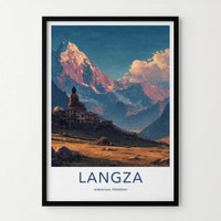 Langza Poster - India Wall Art - Himachal Pradesh Buddha Temple Peaks Gift