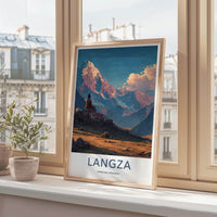 Langza Poster - India Wall Art - Himachal Pradesh Buddha Temple Peaks Gift