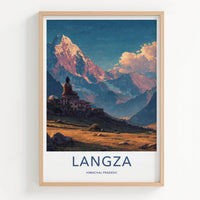 Langza Poster - India Wall Art - Himachal Pradesh Buddha Temple Peaks Gift